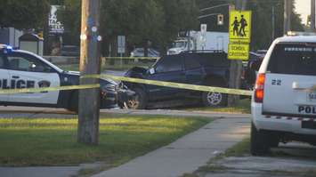 Sarnia Police attend a collision on Indian Road. 1 October 2020. (BlackburnNews.com photo)