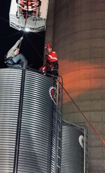Petrolia Fire Dept. Rope Rescue, Feb 16, 2022. Photo courtesy of the Petrolia and North Enniskillen Fire Dept. via Facebook. 