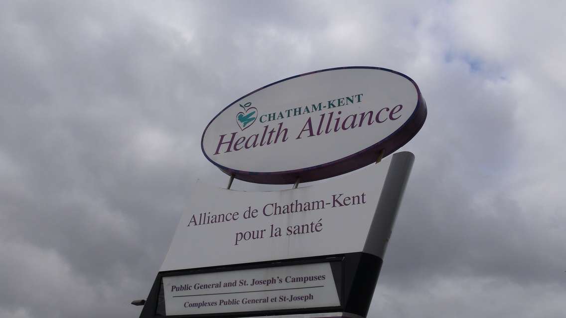 The main entrance sign at the Chatham-Kent Health Alliance. (File photo by Jake Kislinsky)
