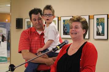 Jason, Lisa and Thomas Dunn talk about their experience with the Ronald McDonald House, as Windsor Regional Hospital unveils plans for a new location in Windsor, May 1, 2015. (Photo by Mike Vlasveld)