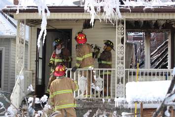 Windsor firefighters respond to a blaze at 761 Windsor Ave. on February 18, 2015. (Photo by Jason Viau)