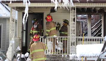 Windsor firefighters respond to a blaze at 761 Windsor Ave. on February 18, 2015. (Photo by Jason Viau)