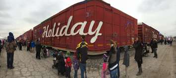 Hundreds gather in Windsor to watch as the CP Holiday Train pulls in. (Photo by Jason Viau)