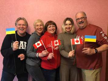 Ed Dickson and Kevin Broadwood visit children's hospital in Ukraine (Photo via Kevin Broadwood Facebook)