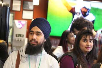 Students attend a 'Rock The Vote' event on the University of Windsor campus on March 17, 2016. (Photo by Ricardo Veneza)