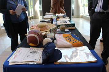 Items stored in Windsor's time capsule, back in 1992, are revealed in celebration of the city's upcoming 125th birthday, May 16, 2017. (Photo by Mike Vlasveld)