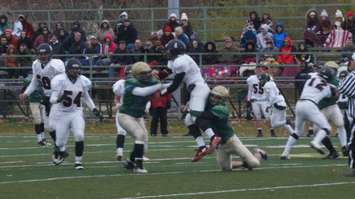 Pressure on the QB forces an interception in the third quarter.  Nov 19 ,2016 (photo by Jake Jeffrey)