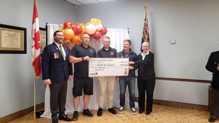 Sarnia Legion cheque presentation to the Dave Mounsey Memorial Fund, Sept 8, 2025. Blackburn Media photo by Stephanie Chaves.