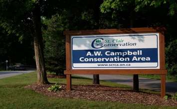 A. W. Campbell Conservation Area sign. Image courtesy of St. Clair Region Conservation Authority.