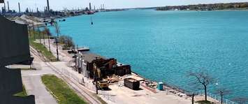 Law building being torn down at Ferry Dock Hill in Sarnia. May 2020. (Photo by Sarnia Mayor Mike Bradley)