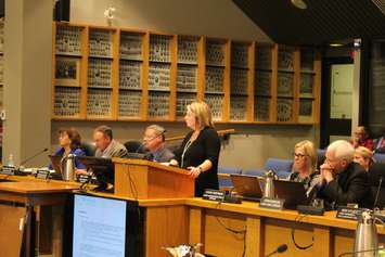 Municipal Clerk Judy Smith speaking to council about PAWR. October 3, 2016. (Photo by Natalia Vega)