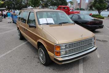Chrysler models old and new are shown off during the FCA Canadas 90th Anniversary celebration on Windsors riverfront, June 17, 2015. (Photo by Mike Vlasveld)