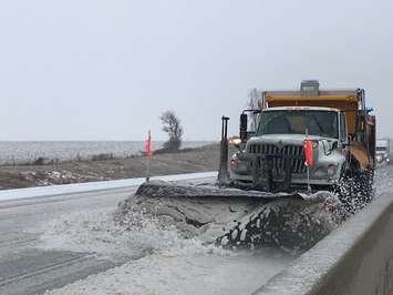 Slick, messy roads April 15, 2018 Photo courtesy of OPP West via Twitter
