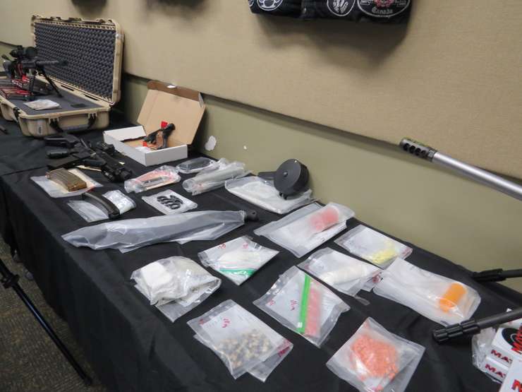 Drugs and weapons seized during Project Derailleur (photo by Tamara Thornton, Blackburn Media)