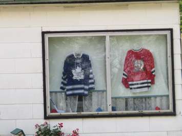 Lucan residents have setup hockey displays in their yards  as part of Kraft Hockeyville, September 18, 2018. (Photo by Miranda Chant, Blackburn News)