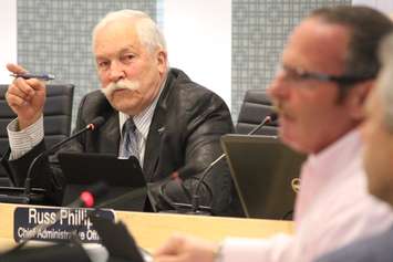 Essex mayor Ron McDermott, left, and councillor Randy Voakes, June 1, 2015. (Photo by Jason Viau)