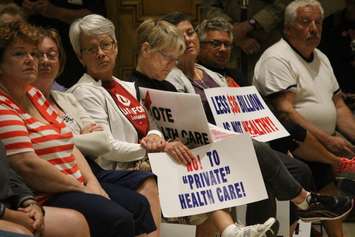 More than 3,500 people pack the Ciaciaro Club in Windsor during a public health care rally, August 26, 2015. (Photo by Mike Vlasveld)