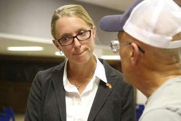 The Liberal candidate for Chatham-Kent-Leamington, Katie Omstead, attends an all-candidates debate in Tilbury on September 24, 2015. (Photo by Ricardo Veneza)