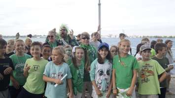 Students celebrate Franco-Ontarian Flag Day at the Seaway Parkette in Sarnia. September 25, 2019. (BlackburnNews photo by Colin Gowdy)