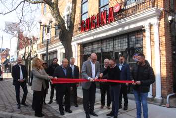 Windsor Mayor Drew Dilkens at the ribbon cutting  of Cucina 360 on Chatham Street in downtown Windsor, February 8, 2023.