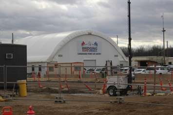 Construction of the Canadian Port of Entry at the Gordie Howe International Bridge, (February 15, 2023). (Photo by Maureen Revait) 