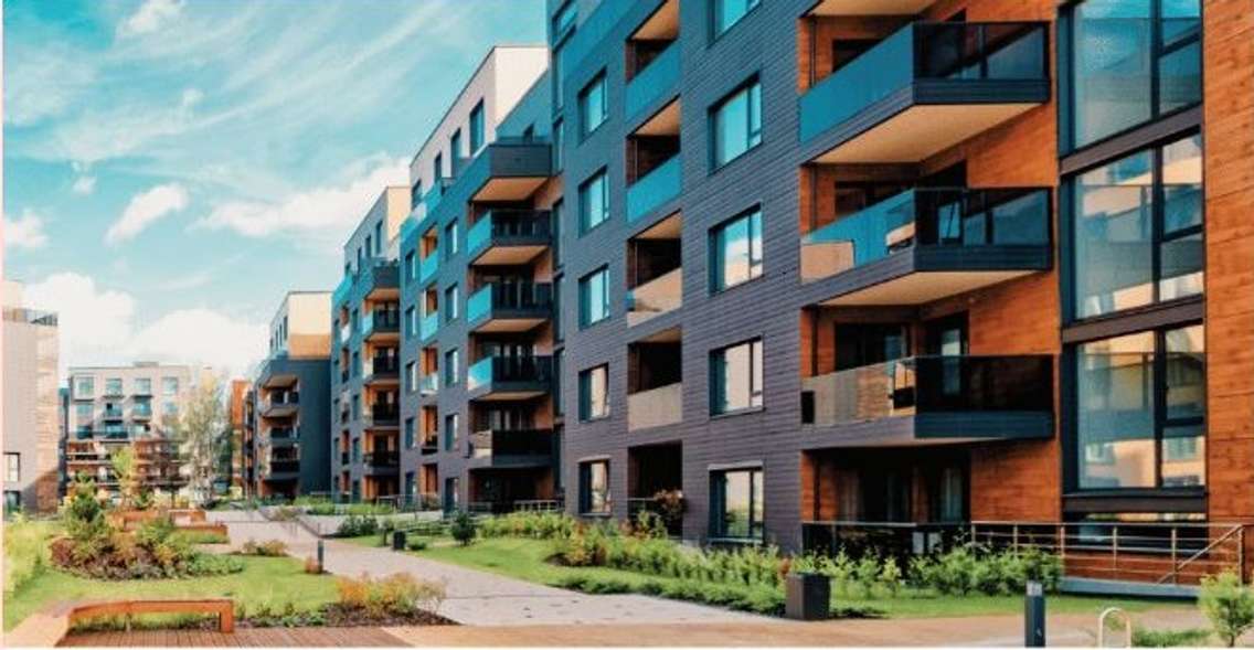 An artist's rendering of residential buildings for Global Village Windsor.  (Photo courtesy of Fairmount Properties)