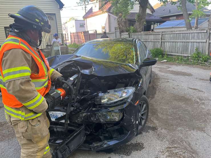 Collision at Oxford St. E and Glasgow, May 8, 2024 (Image courtesy of the London Fire Department via X)