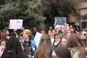 Walkerville Collegiate students demonstrate on April 4, 2019. Photo by Mark Brown/Blackburn News.