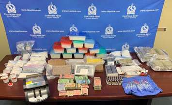 Items seized in Chatham-Kent's largest drug bust. April 11, 2019. (Photo courtesy of Chatham-Kent Police Services).
