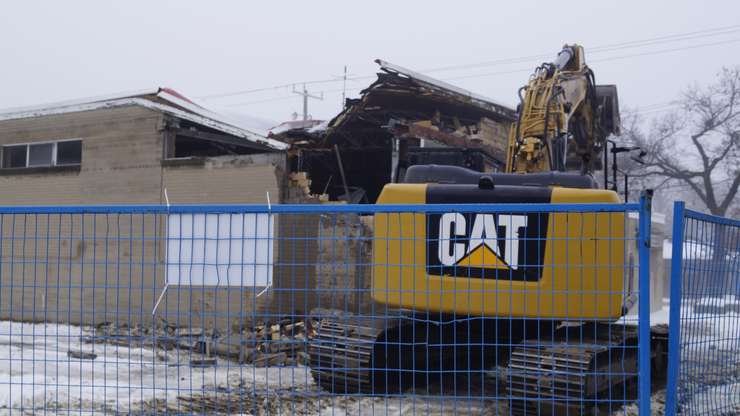 Demolition of the old Sarnia fire station. January 24, 2024. (Photo by Natalia Vega)