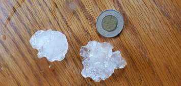 Large hail in Windsor, June 10, 2020. (Photo courtesy of Paula Wilson)