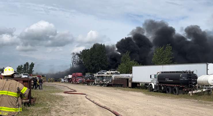  A large fire at A Gold & Sons. September 6, 2023. Photo supplied by Municipality of Chatham-Kent.