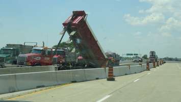 Construction on Highway 401 near Tilbury (Photo by Jake Kislinsky)