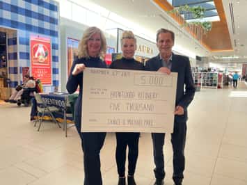 The Pare's donate $5,000 to Brentwood Recovery Home after winning a brand new car in the Brentwood Dream Home Lottery, November 17, 2025. (Photo by Maureen Revait) 