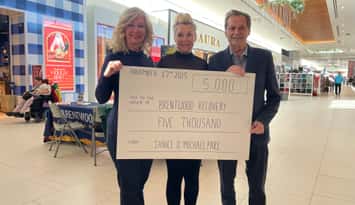 The Pare's donate $5,000 to Brentwood Recovery Home after winning a brand new car in the Brentwood Dream Home Lottery, November 17, 2025. (Photo by Maureen Revait) 