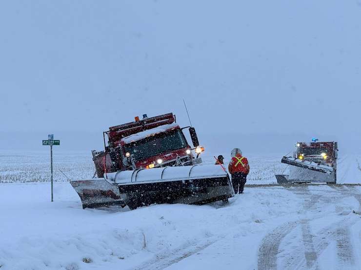A plow in the ditch. November 10, 2025. Image courtesy of Warwick Township. 