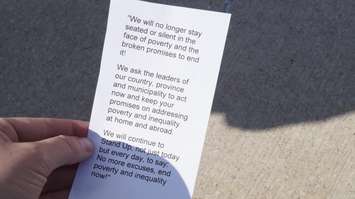 Sarnia's anti-poverty rally at city hall. October 14, 2016 BlackburnNews.com photo by Leeya Morrow