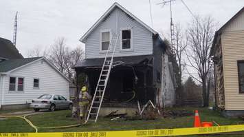 House fire in Petrolia April 6, 2016. (BlackburnNews.com photo by Briana Carnegie.)