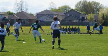 The Irish hosted Chatham-Kent in the 'AAA' Senior Boys Soccer Semi Finals. Photo by Jake Jeffrey. May 17, 2016