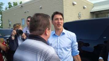 Prime Minister Justin Trudeau arrives at the Goderich Salvation Army. August 25th, 2017 (Photo by Bob Montgomery)