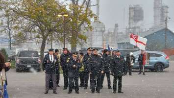 Members of the community gathered at the Aamjiwnaang First Nation Cenotaph for the annual Remembrance Day ceremony. November 10, 2017 (BlackburnNews.com Photo by Colin Gowdy)