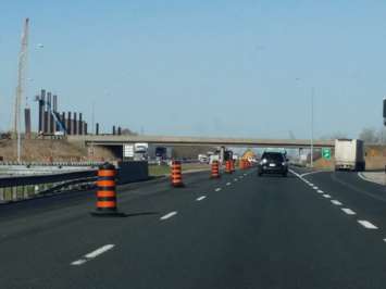 Construction on Hwy. 401 at Communication Rd., May 6, 2016 (Photo by Jake Kislinsky)