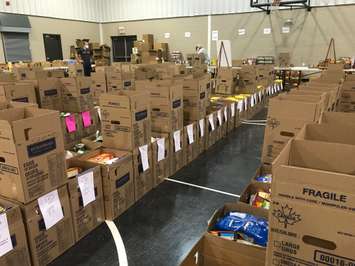Non-perishable food items and other donations for Petrolia's Christmas For Everyone campaign. December 2020. (BlackburnNews.com photo)