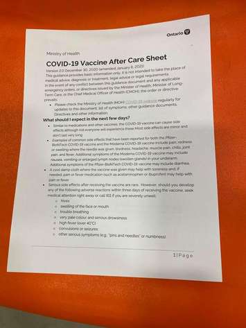 Chatham Mass Vaccination Clinic at the John D. Bradley Centre on February 22, 2021 (Photo by Allanah Wills)