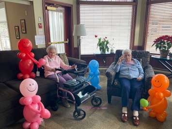 Balloon buddies delivered by Just Baskits and Balloon Decor to residents at Sarnia’s Rosewood Village Retirement Home. Photo courtesy of executive director Jenica Tanguay. January 2021.