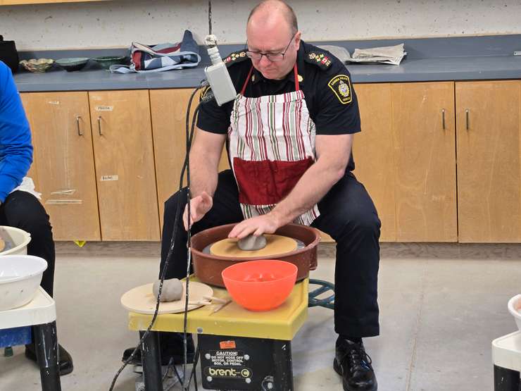 Sarnia Police Service Chief Derek Davis, Celebrity Bowl-a-Thon 2025 at Lambton College - Mar 3/25 (Sarnia News Today photo by Josh Boyce)