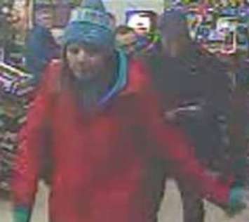 The Amherstburg Police Service is looking for three people, caught on surveillance at a Mac's Milk convenience store in Tecumseh, January 13, 2017. (Photo courtesy the Amherstburg Police Service)