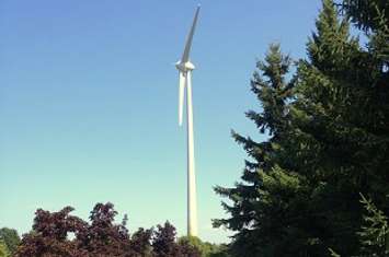 The UNIFOR (formerly C.A.W.) Wind Turbine on the north side of the C.A.W. Road at the south end of Port Elgin, ON.
(BlackburnNews.com photo)