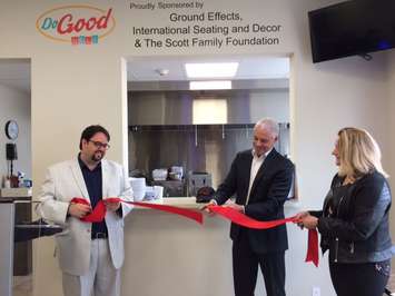 Ribbon is cut at the Downtown Mission's Do Good Deli on Ouellette Ave., March 20, 2017. (Photo by Mike Vlasveld)