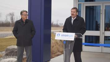 Union Gas President Steve Baker, with District Manager Steven Jelich (Photo by Jake Jeffrey)
